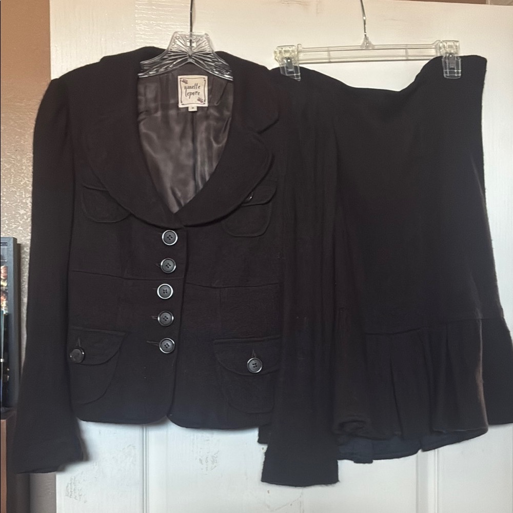 Nanette Lepore Dark Brown Blazer and Skirt Ensemble